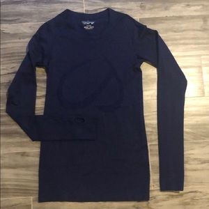 Navy Blue Long Sleeve Seamless Athletic Top